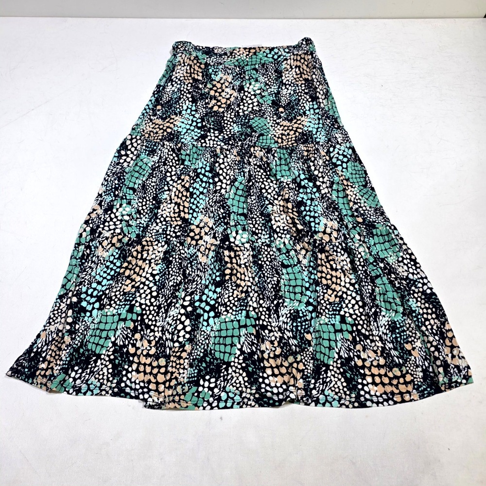Wallis Petite Maxi Skirt Women 4 Multicolor Abstract Snakeskin Tiered Boho Skirt